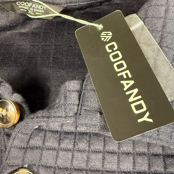 COOFANDY Men's Textured Polo Shirt Long Sleeve Casual Button Up Top Size XL - Picture 3 of 13